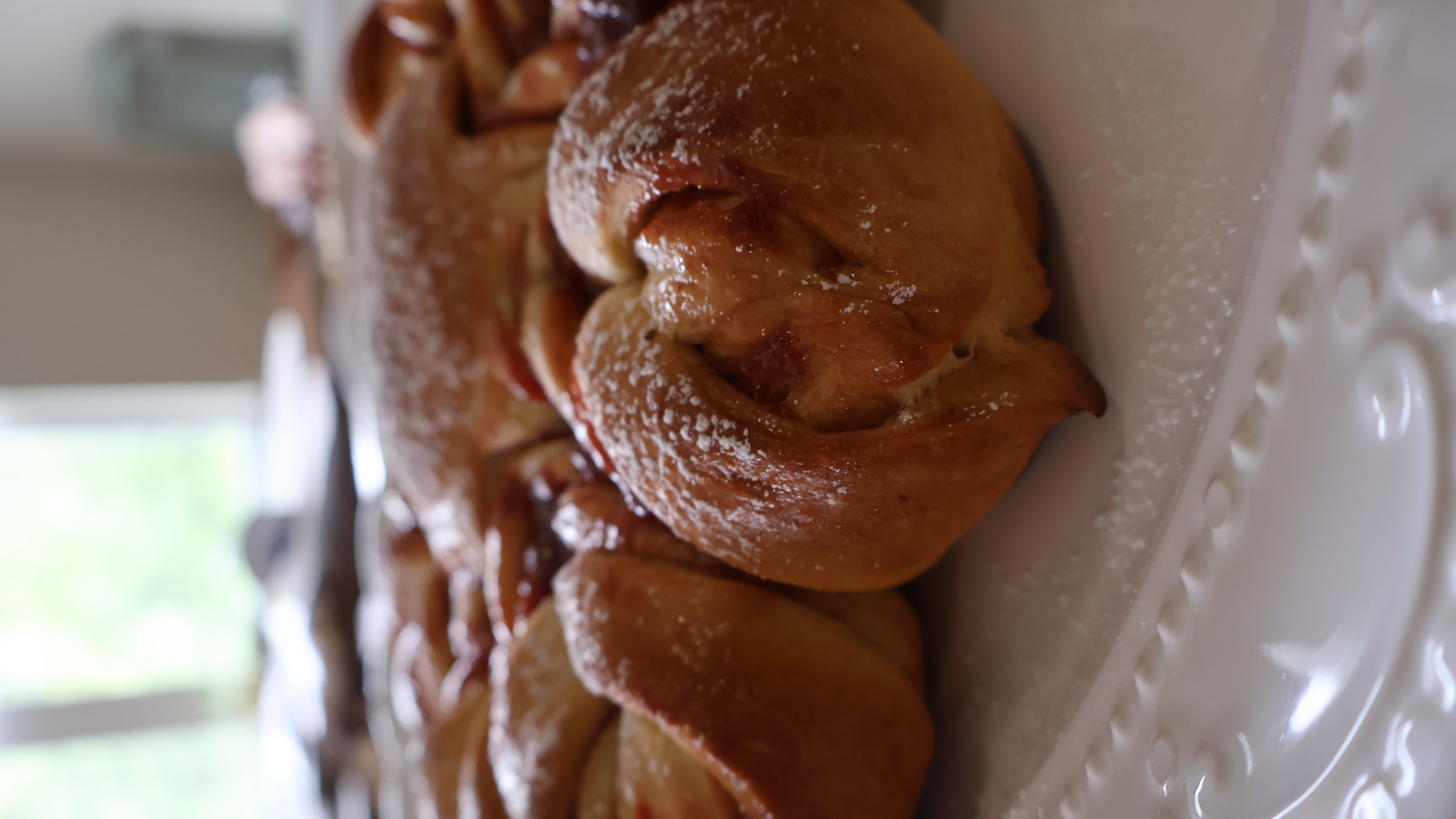 Detalle del pan dulce trenzado